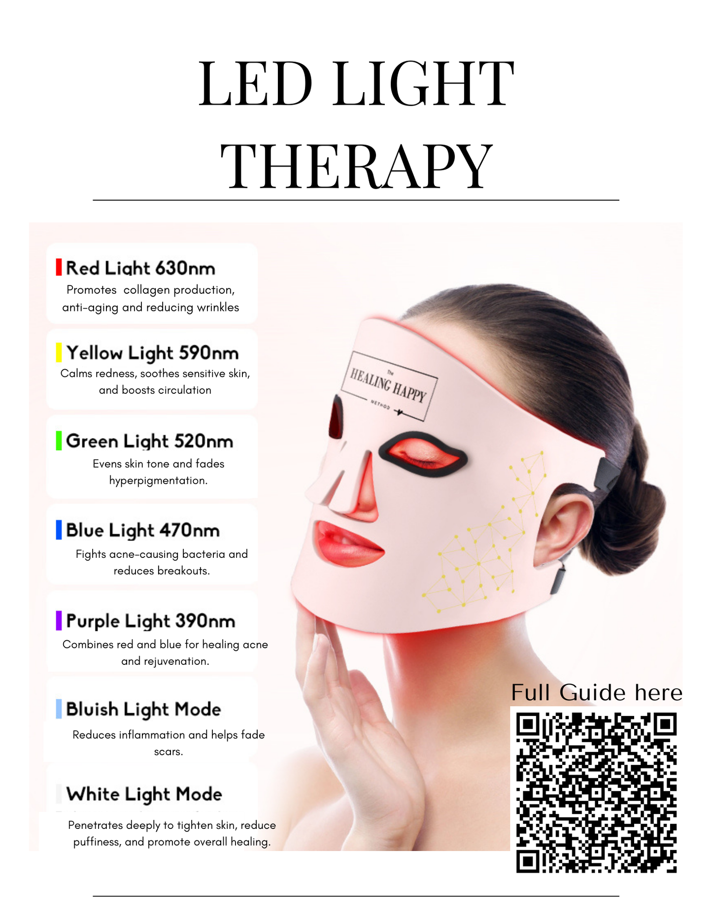Skin Care Rejuvenating LED Face Mask with 216 light chips and 7 Colors