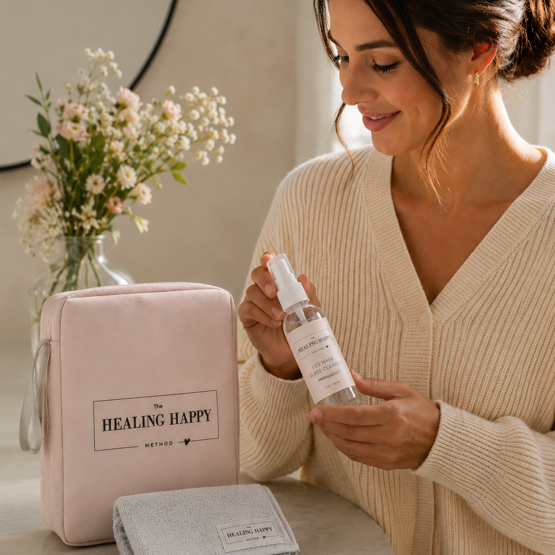 Luxe LED Mask Care Kit – Protective Storage Bag, Cleaner & Microfiber Cloth