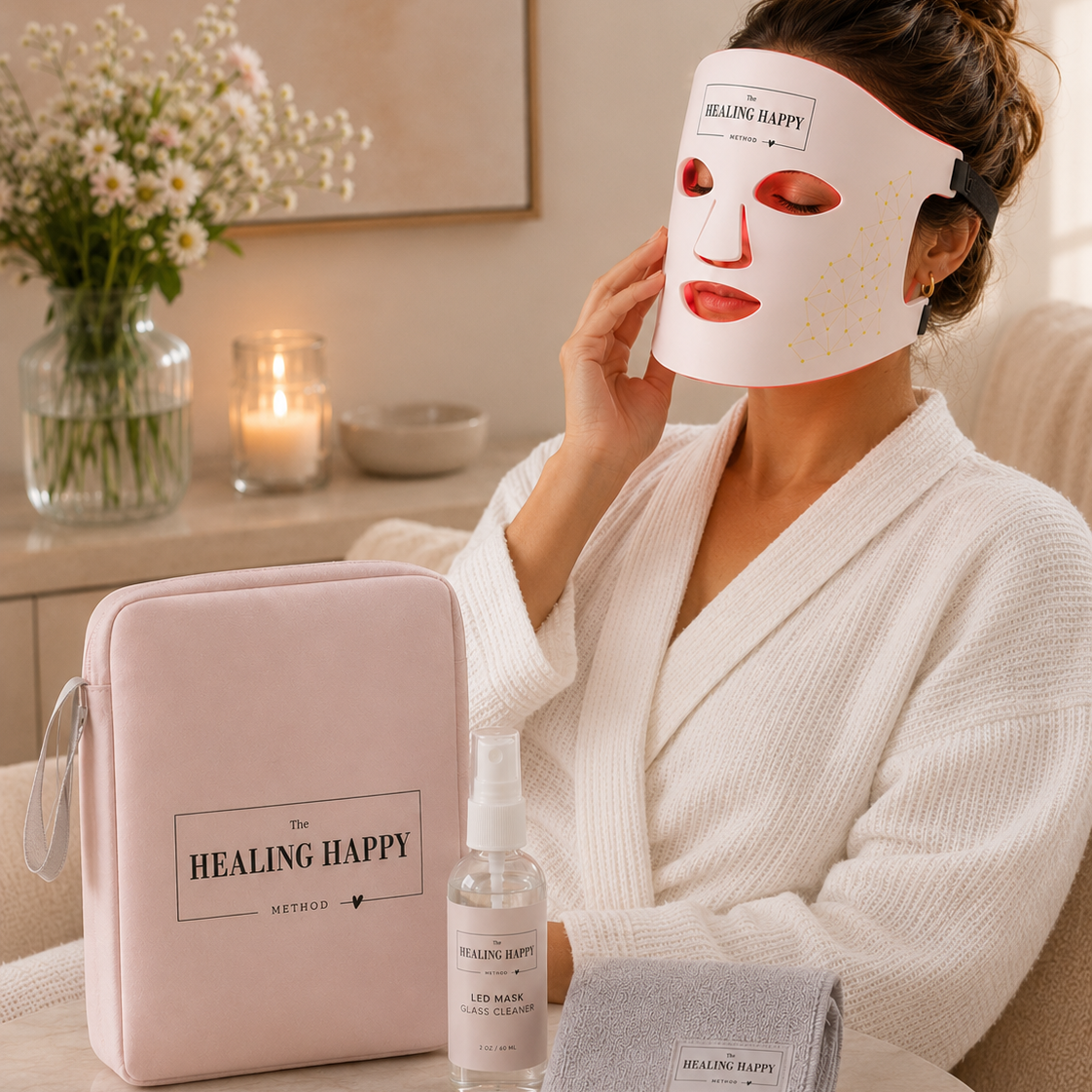 Luxe LED Mask Care Kit – Protective Storage Bag, Cleaner & Microfiber Cloth